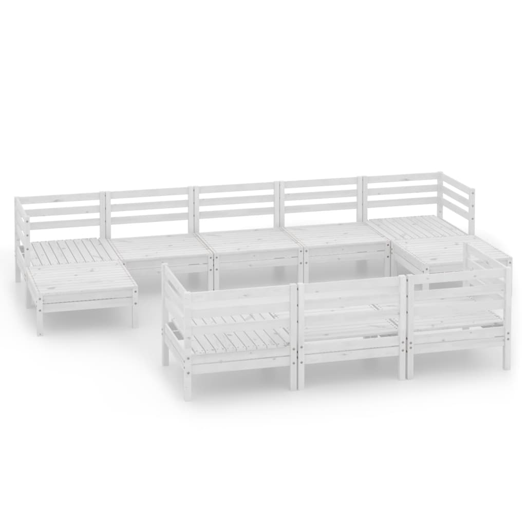 10-tlg. Garten-Lounge-Set Weiss Massivholz Kiefer
